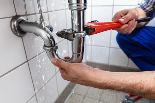 plumber repairing a leaking pipe in Oklahoma City