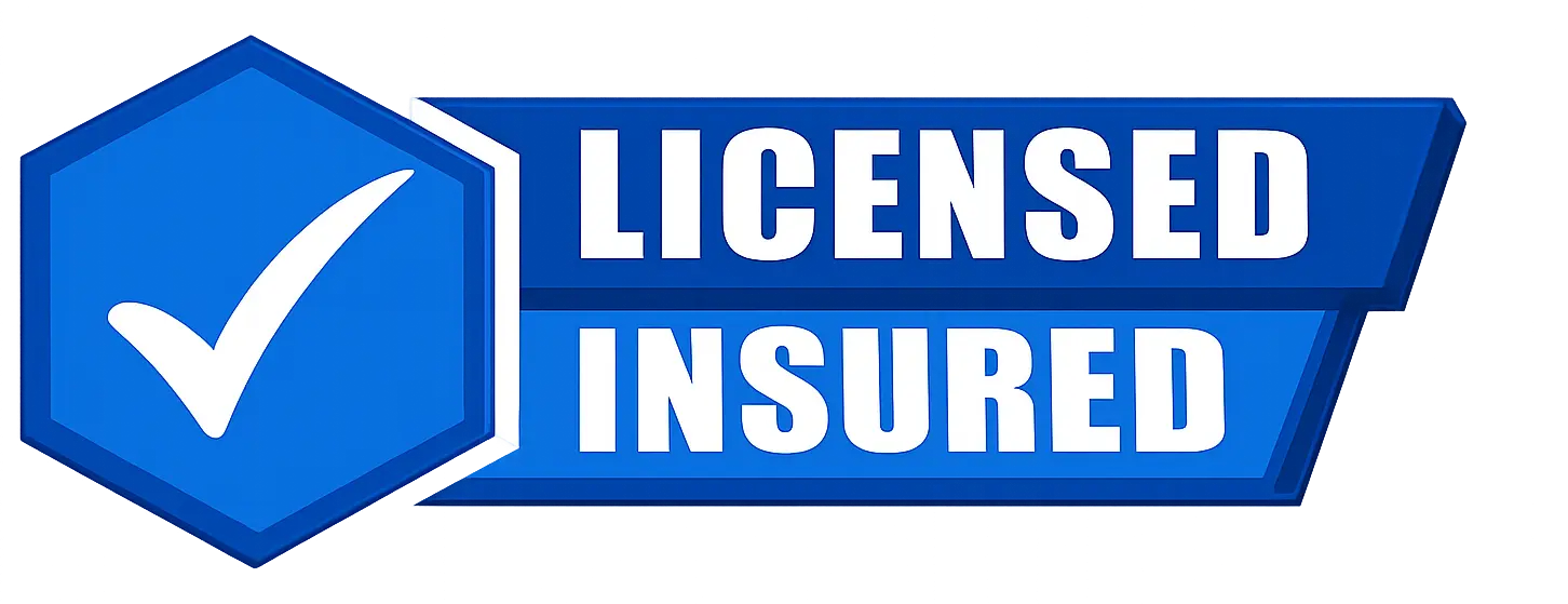 Licensed and insured badge with checkmark