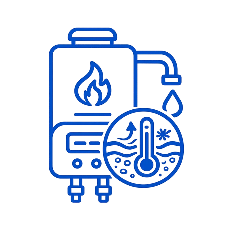 Water heater icon representing inconsistent hot water and temperature problems