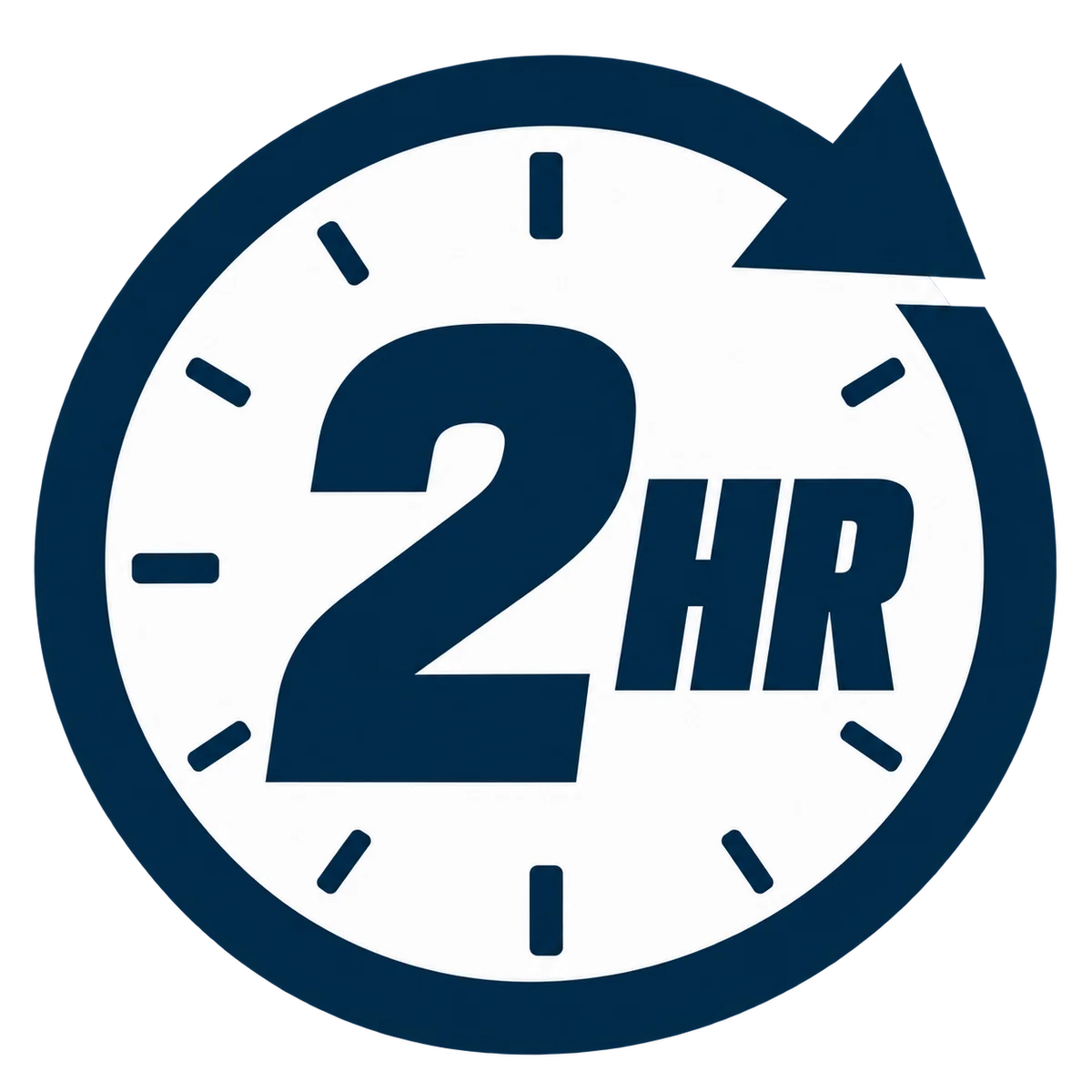 Two-hour arrival guarantee clock badge